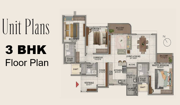 Purva Codename Bliss 3 BHK Floor Plan